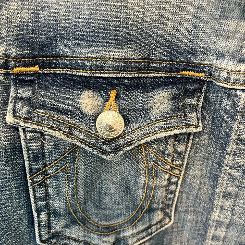 True Religion Women’s denim vest size Large Hippie Western Bohemian - Picture 5 of 6